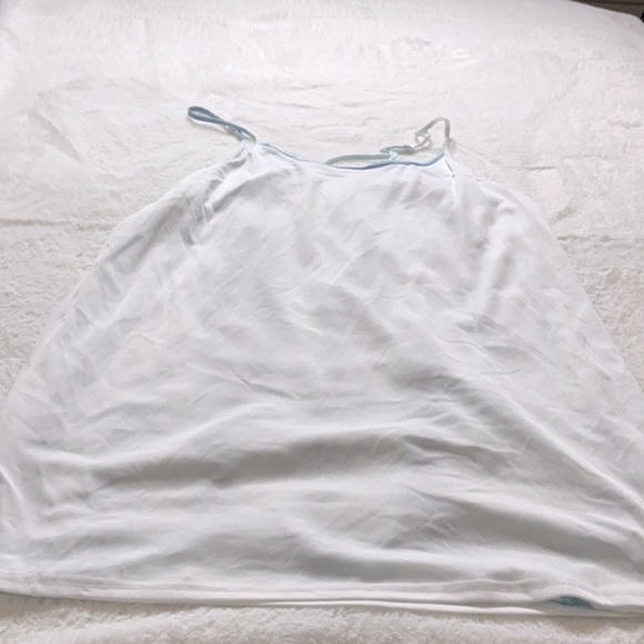 Flowy Blue and White Camisole Dress with Artistic Pattern - Picture 3 of 6